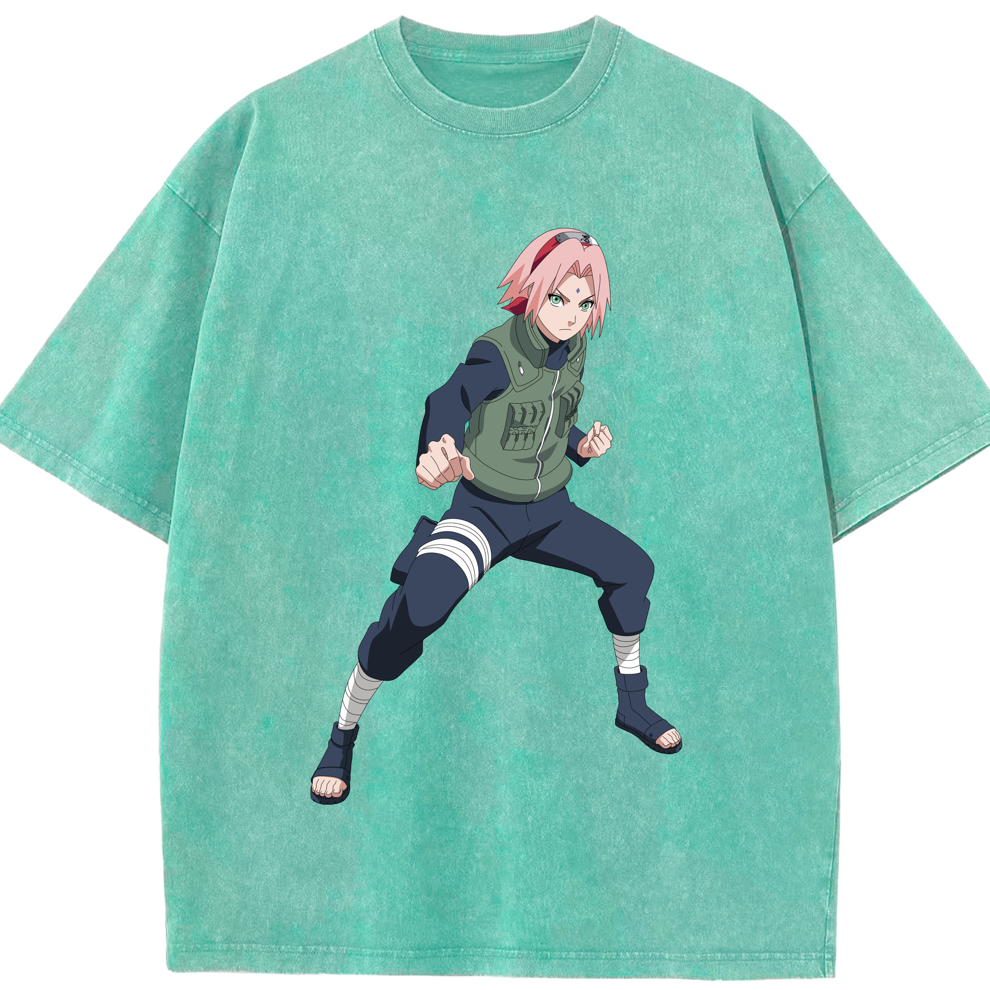 （画像用） NARUTO -ナルト- 春野サクラ Haruno Sakura 綿100% ヴィンテージ風 半袖Tシャツ（フロントプリント）